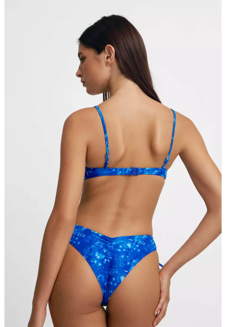 Sophia Scrunched Bikini Top / Cyanotype