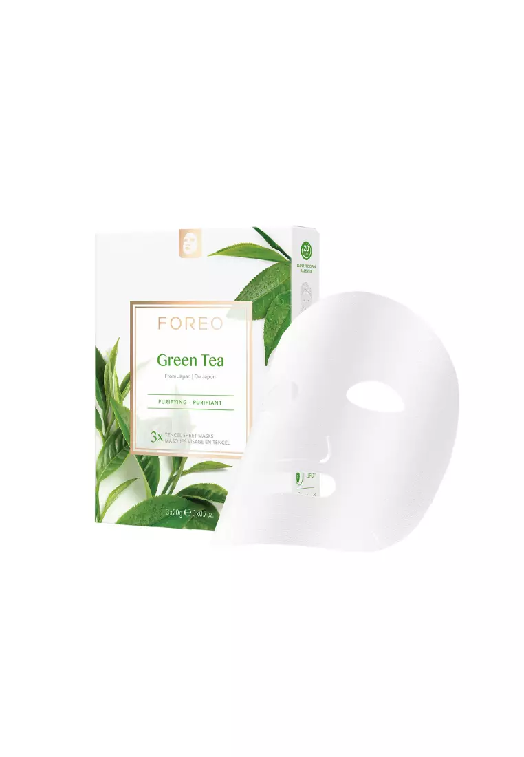 FOREO Sheet Mask Farm to Face Collection Facial Mask - Full Face Masks Packs | Beauty & Personal Care |For All Skin Types  | 3 pcs/pack | All Natural-Green Tea