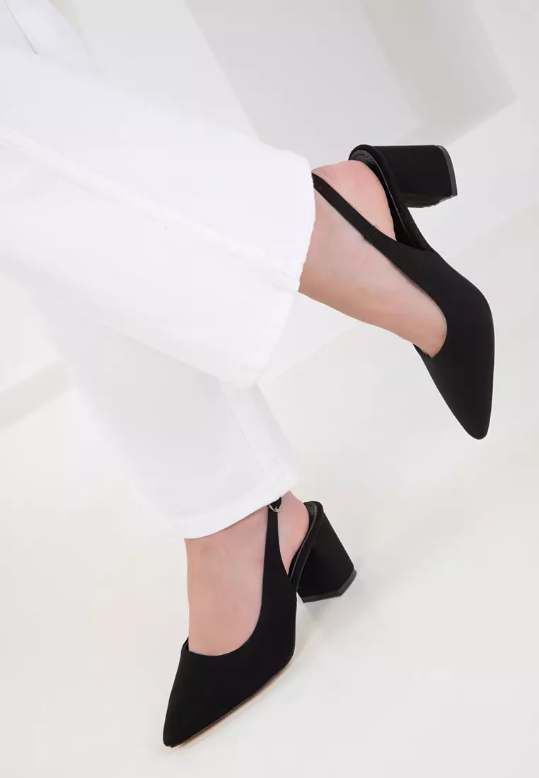 Black Suede Women's Classic Heeled Shoes 20371