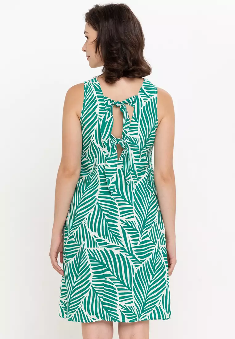 Cleafy Foliage Print Tent Dress