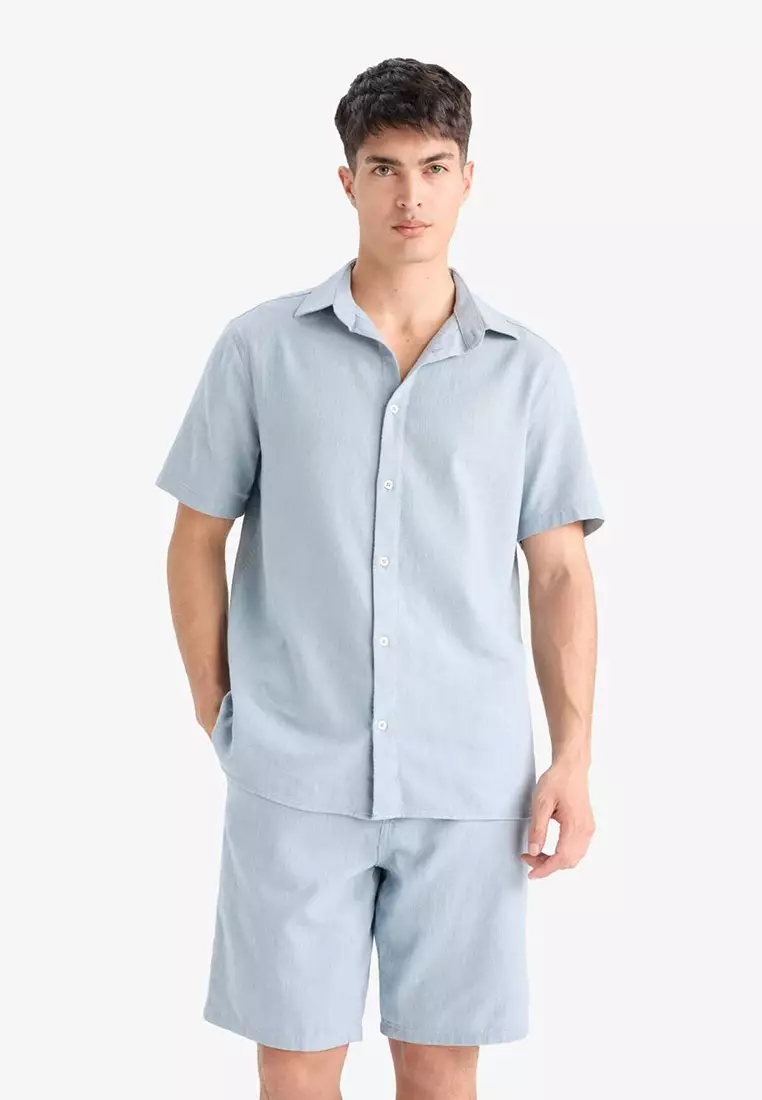 100% Cotton Linen Look Bermuda Shorts