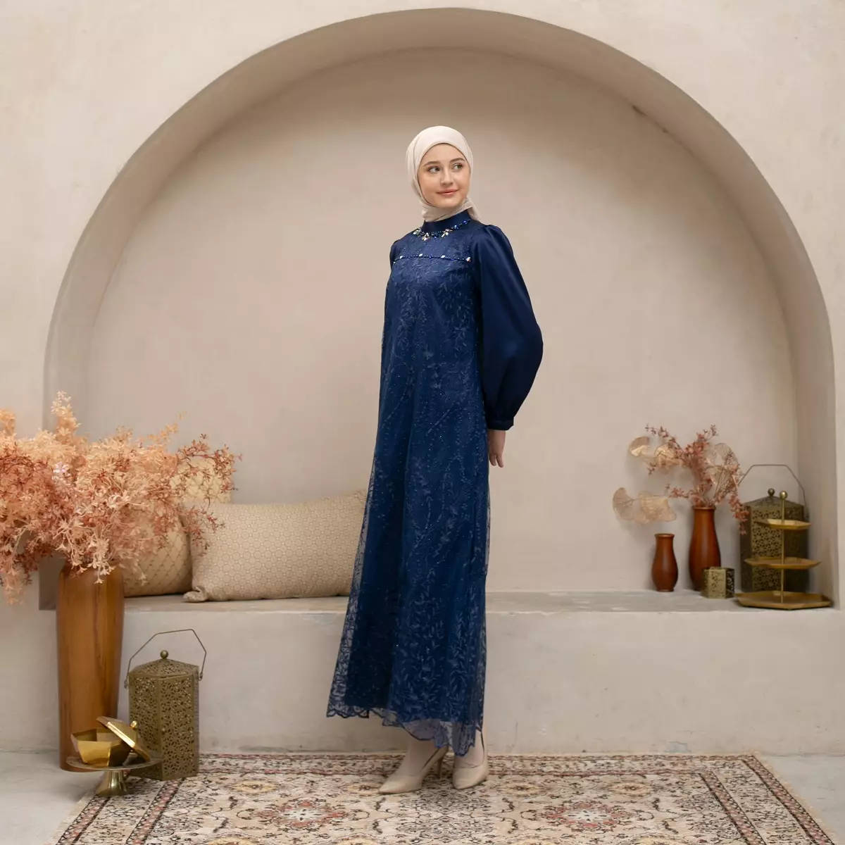 EPC Gamis Ameera - Navy Blue - Brocade Collection
