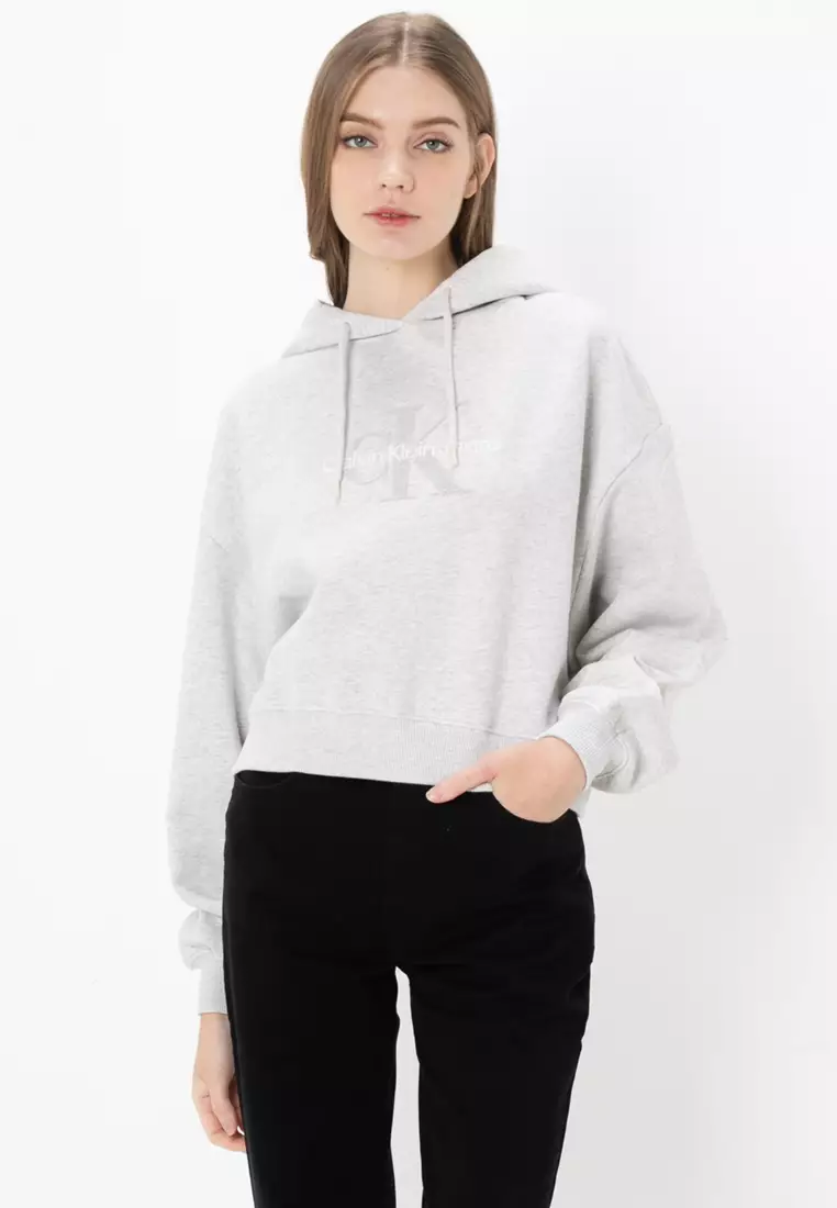 Calvin Klein Cropped Chenille Monogram Hoodie Calvin Klein Jeans