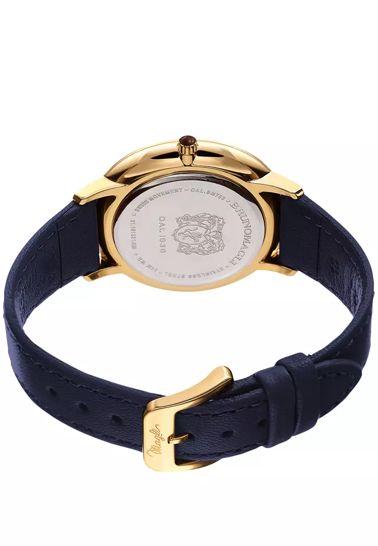 Jam Tangan Wanita Bruno Magli Roma 21-181221-GB Blue Leather Strap