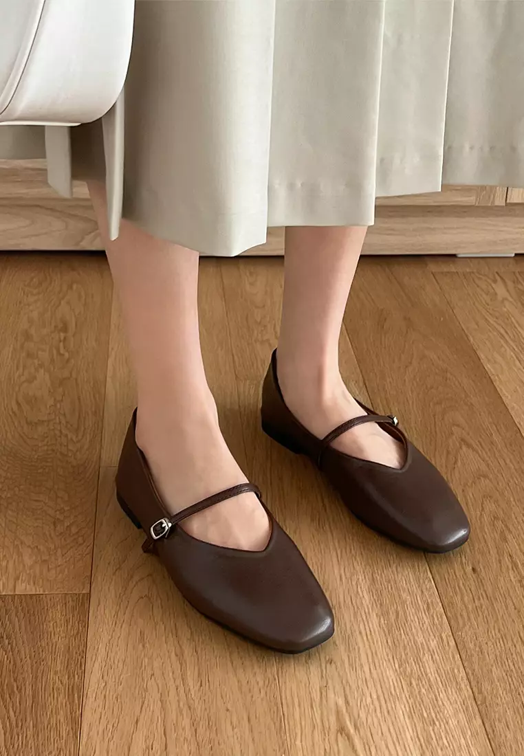 Honeydew Maryjane Flats (1cm) - Brown