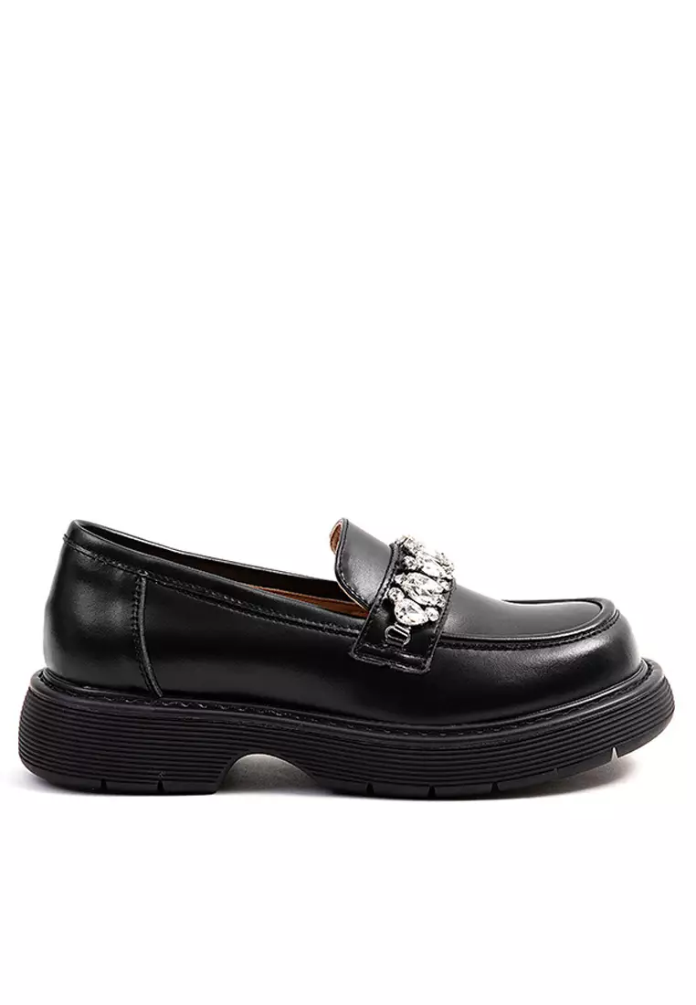 Discount on Twenty Eight Shoes  shoes - SKU: Leather Rhinestone Chain Loafers Mz2752