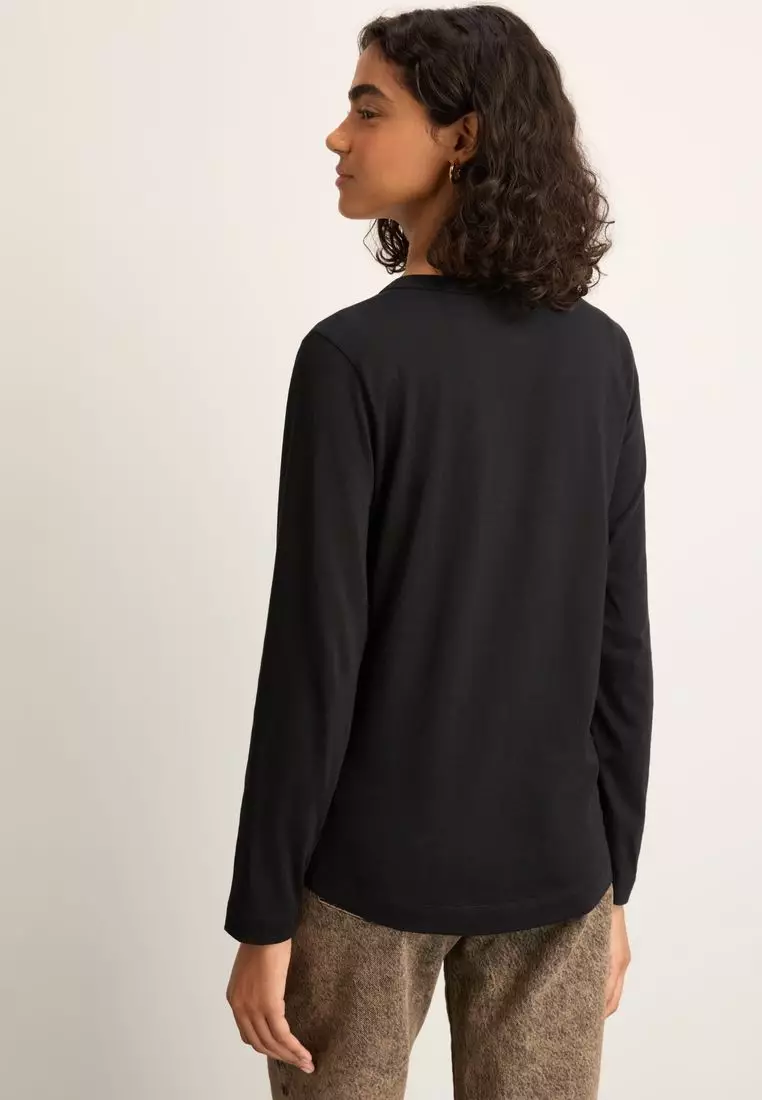 Black 100% Cotton Long Sleeve T-Shirt