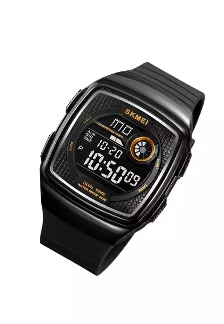 Jam Tangan Digital Pria Alarm EL Light Material TPU Waterproof WB08 ORIGINAL