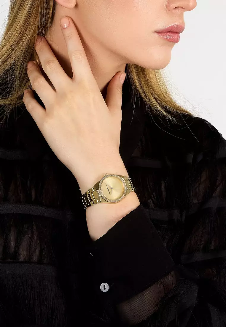 【2 Years Warranty】KARL LAGERFELD Hamburg Collection 30mm Women's Gold Quartz Watch R0553105507