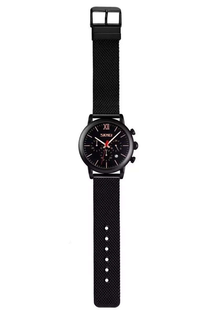 Jam Tangan Casual Analog Pria Strap Tali Material Stainless Steel QM17 ORIGINAL