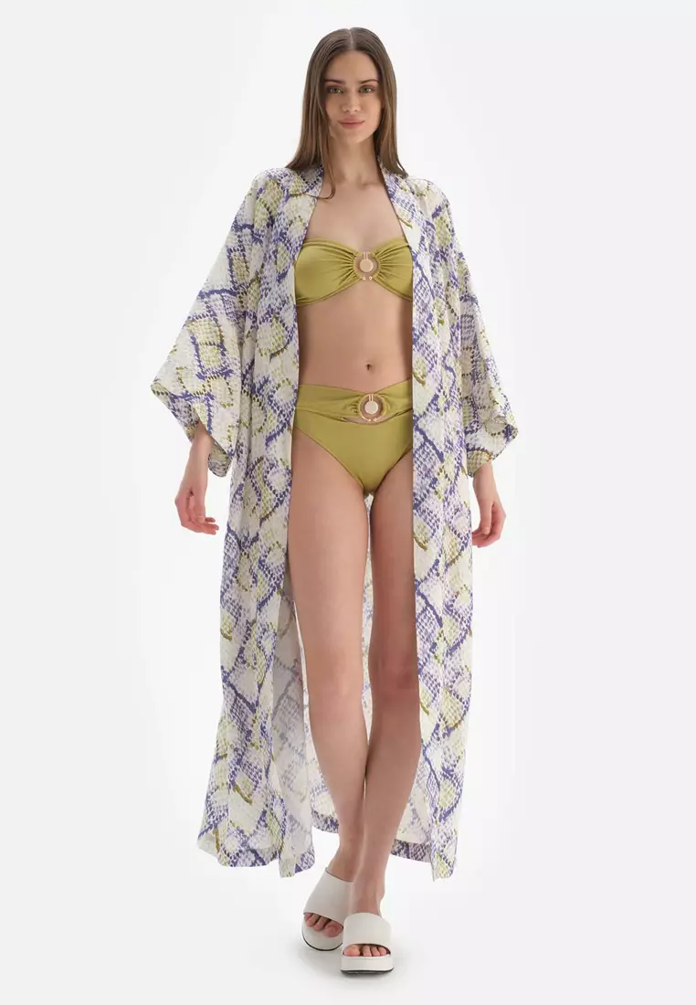 Green Kimono, Long Sleeve Beachwear for Women