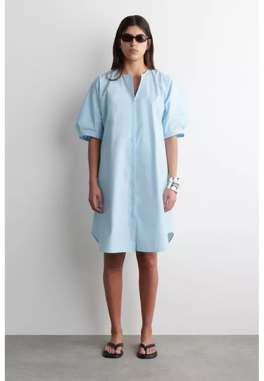 PUFF-SLEEVE COTTON MINI DRESS
