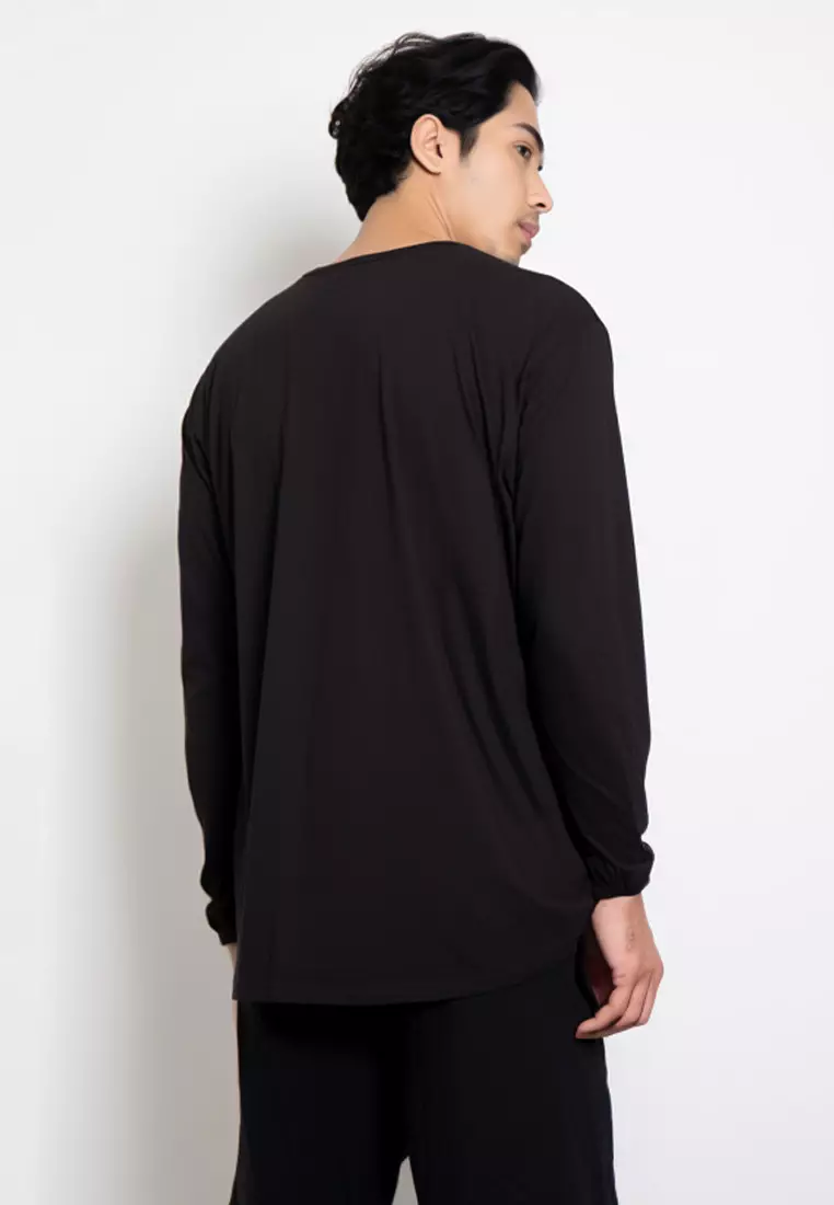 MTS61 Kaos Lengan Panjang Pria Distro Branded instacool "thirdday modern street casual" hitam