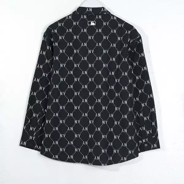 Kemeja MLB NY MONOGRAM LINE SS25 WHITE BLACK LONG SHIRT 100% ORIGINAL