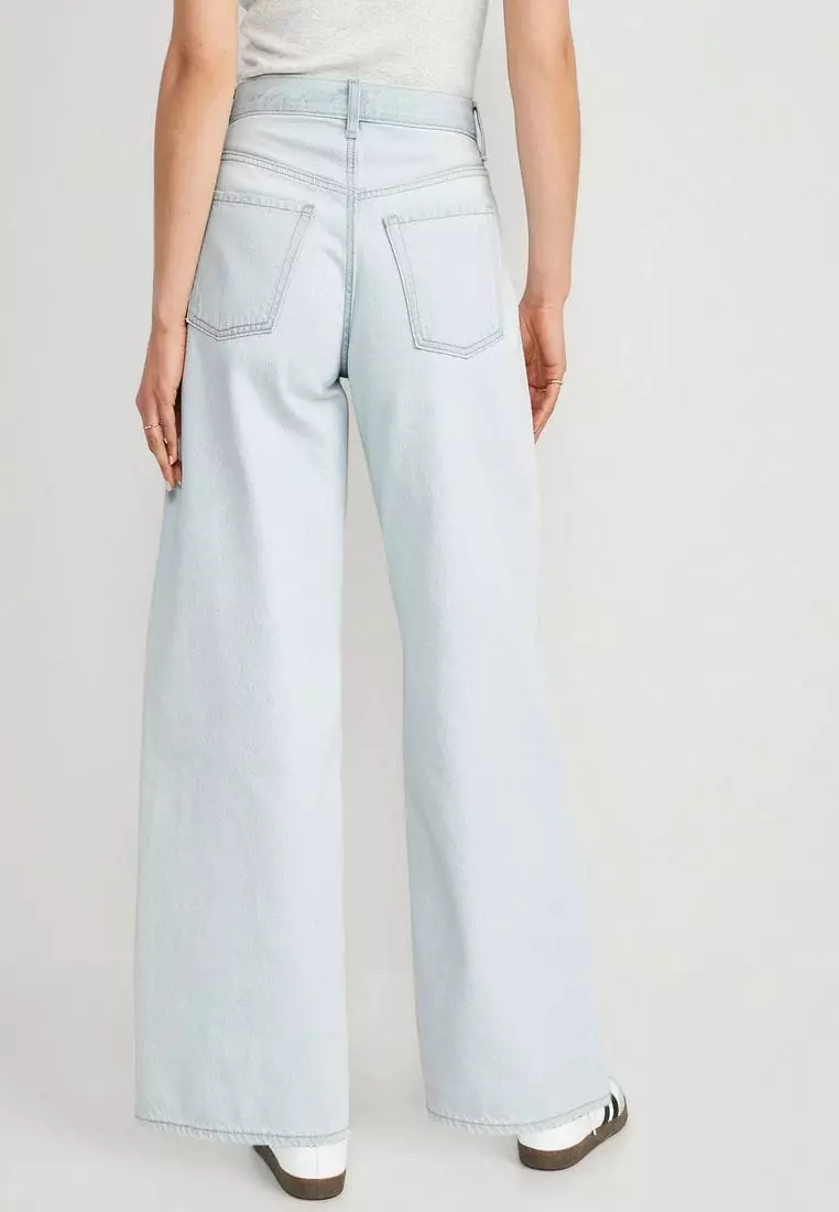 Extra High-Waisted Baggy Wide-Leg Non-Stretch Jeans for Women