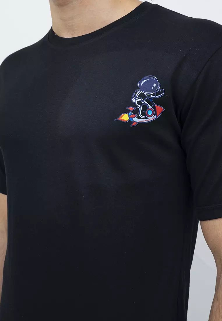 kaos pria lengan pendek Black Space Travel houseofcuff X little fresco