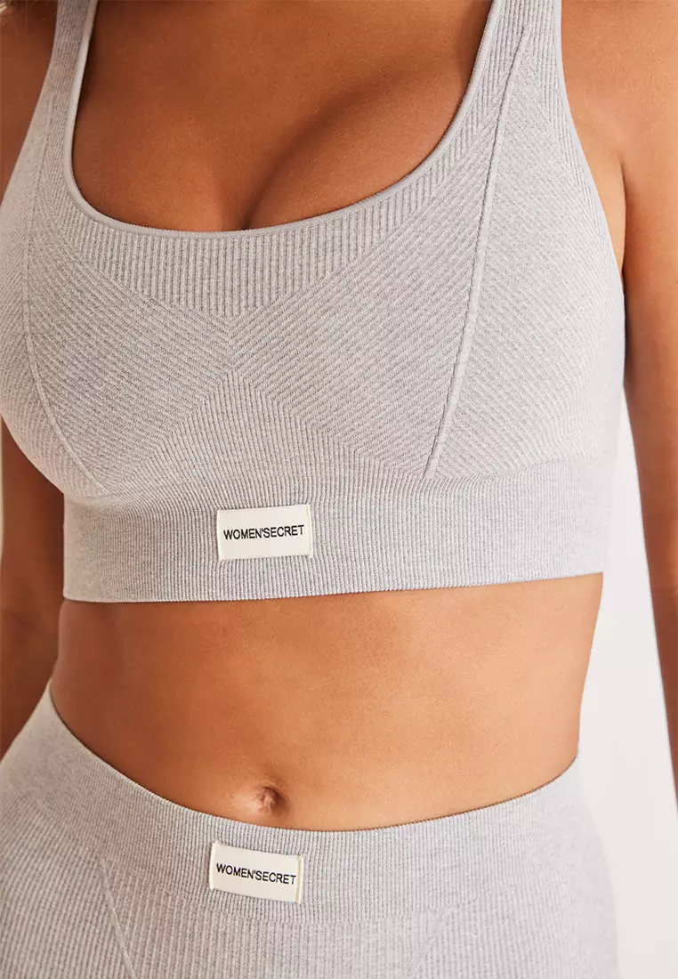 Seamless Gray Ribbed Crop Top