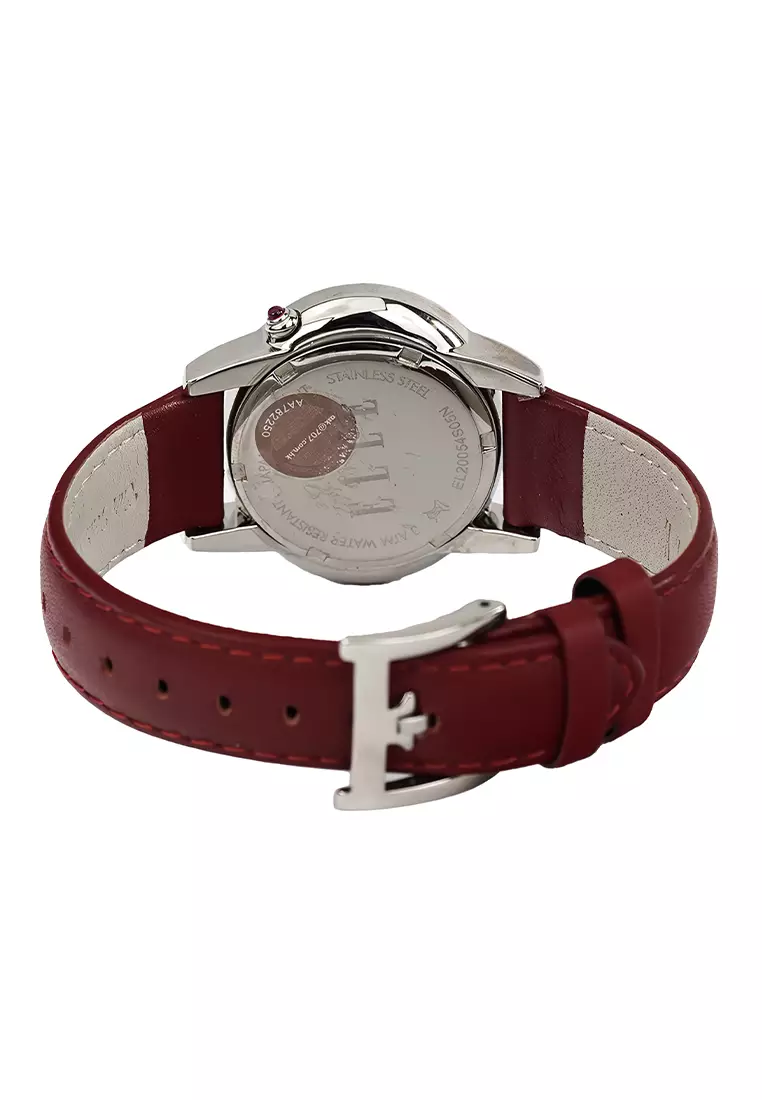 Elle - Jam Tangan Wanita - Silver - Brown Leather Strap - EL20054S05N