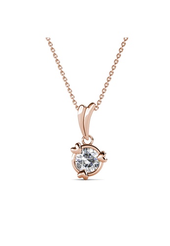 Her Jewellery gold Tri Love Ring Pendant (Rose Gold) - Made with premium grade crystals from Austria 562F1AC74D1955GS_1