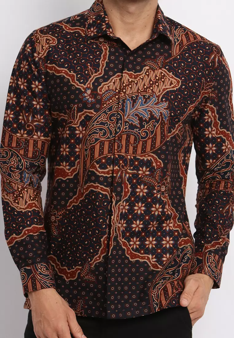 MAGINOT WIDIPA NAVY Batik Slim Fit Lengan Panjang