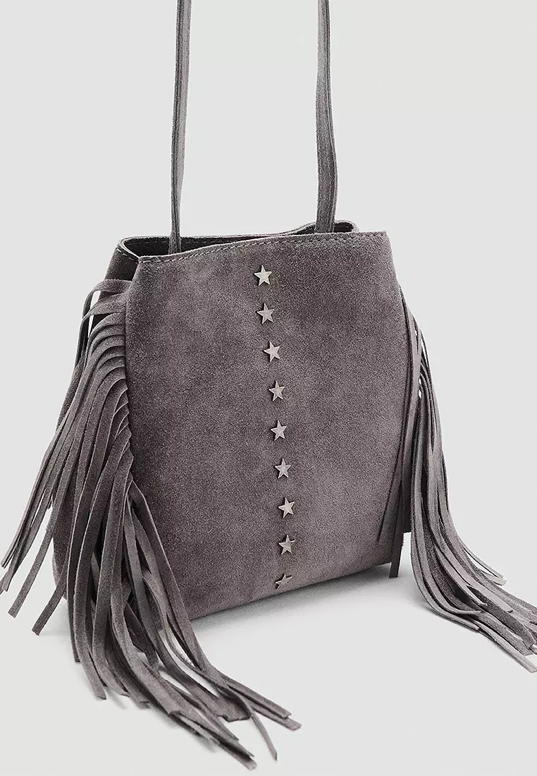 Fringed Leather Bucket Bag