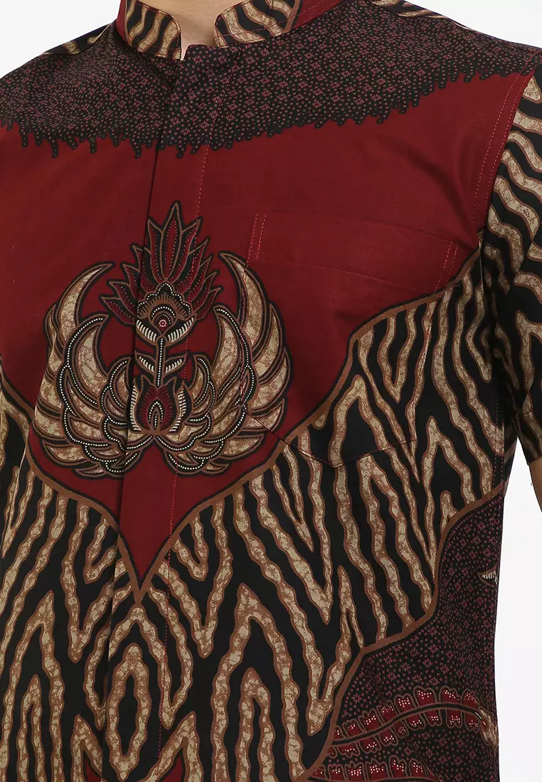 BATIK TALENTA EXCLUSIVE Lengan pendek slimfit SHANGHAI GRIL RED 01