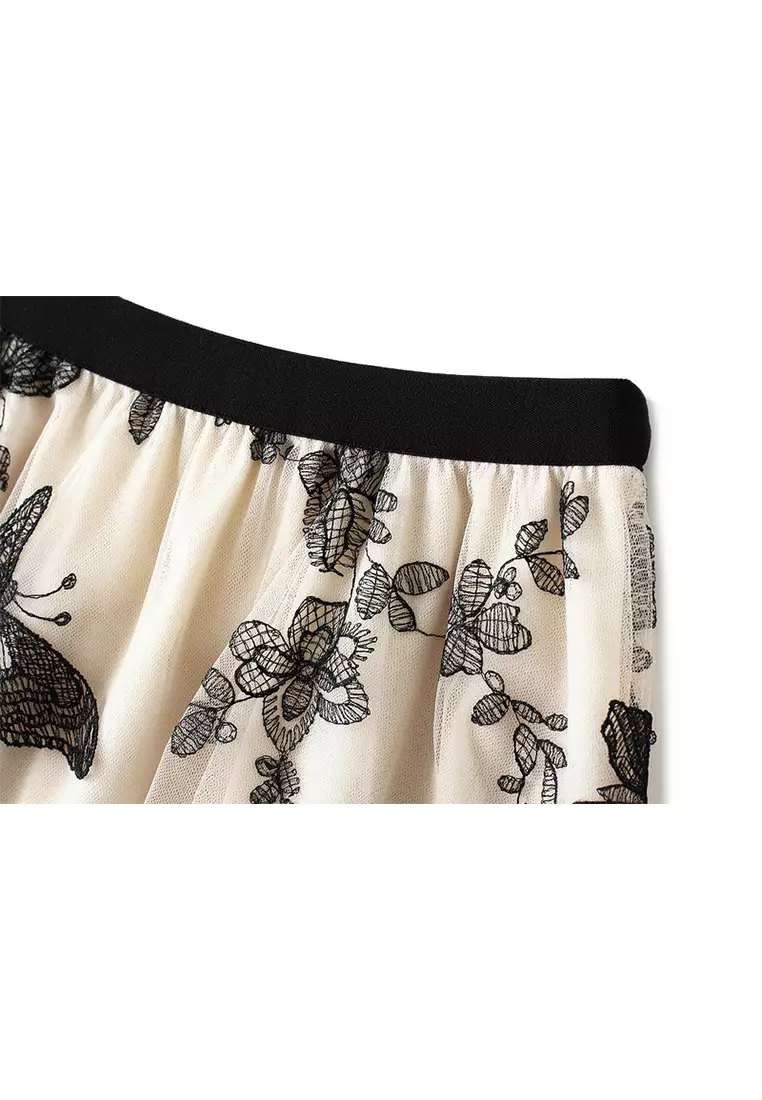 Spring/Summer Lace Butterfly Mesh Maxi Skirt  AF8652