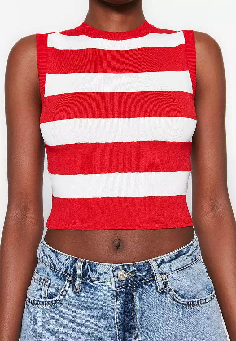 Crop Striped Knit Top