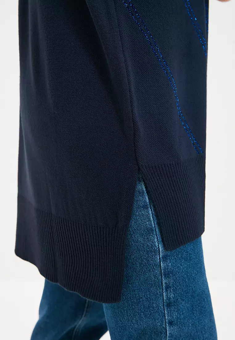 Glittery Long Knitwear Sweater