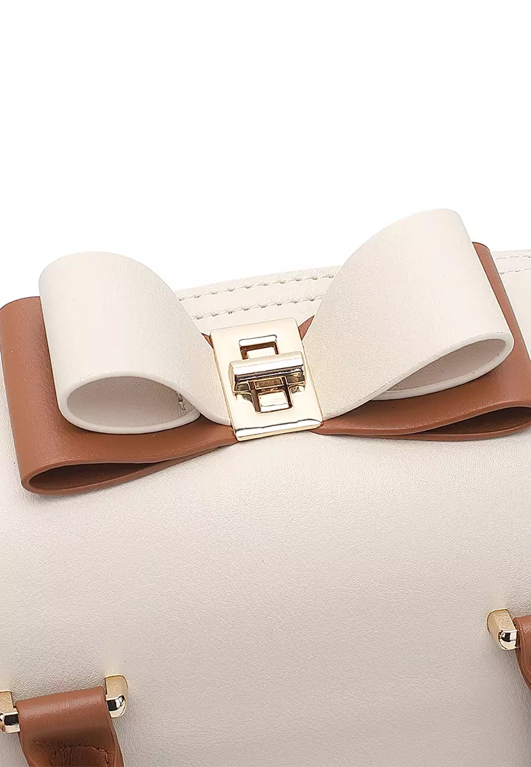 Women's Top Handle Bag / Sling Bag / Crossbody Bag / Shoulder Bag (Tas Tangan Wanita / Tas Selempang Wanita / Tas Bahu Wanita) - Krem