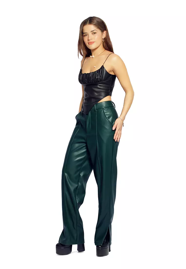 Bottle Green Ladies Straight Trousers