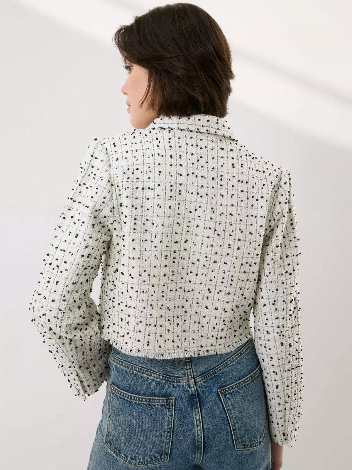 Polka Dot Tweed Jacket - White