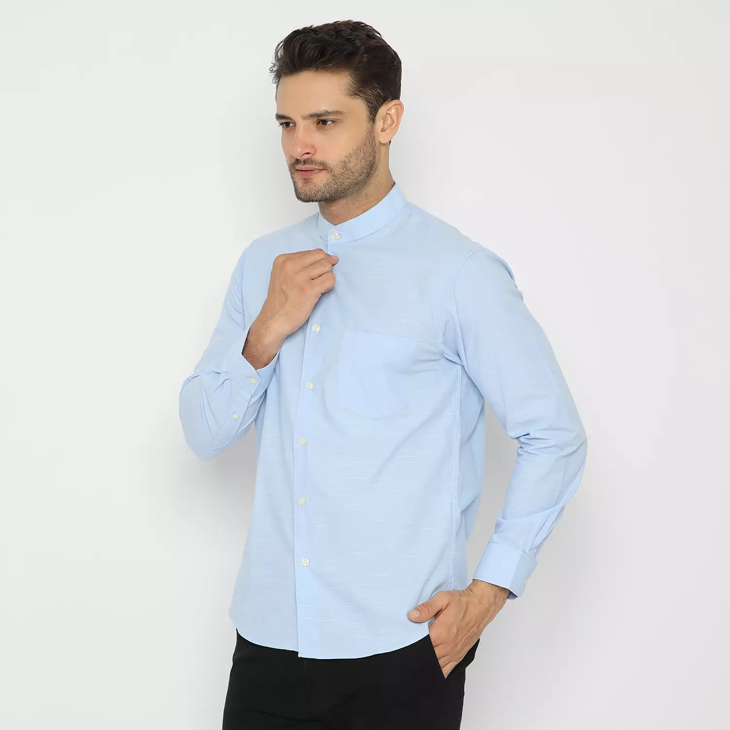 Platini Kemeja Shanghai Lengan Panjang Katun Oxford Slub Sky Blue 961056