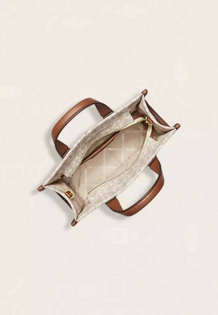 Michael Kors Gigi Small Empire Signature Logo Messenger Bag Vanilla