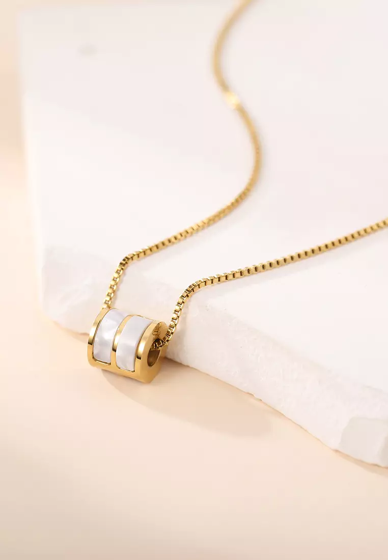 Kalung Wantia Korea Style Pasangan Original Cewek Titanium Kotak Indah gold