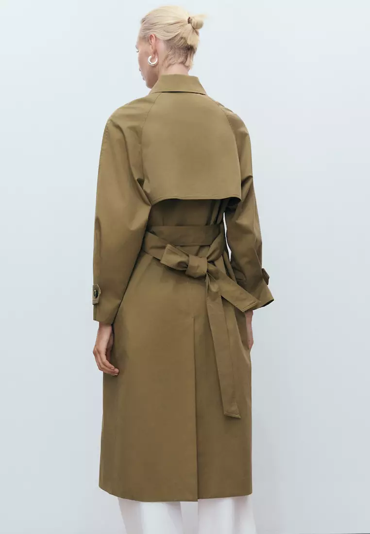 Long Double-Breasted Trench Coat