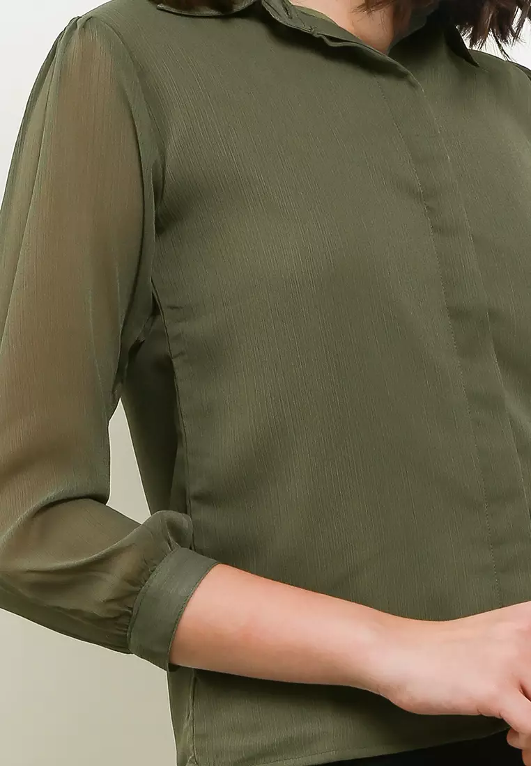 Chanira Peggy Blouse-Military Green