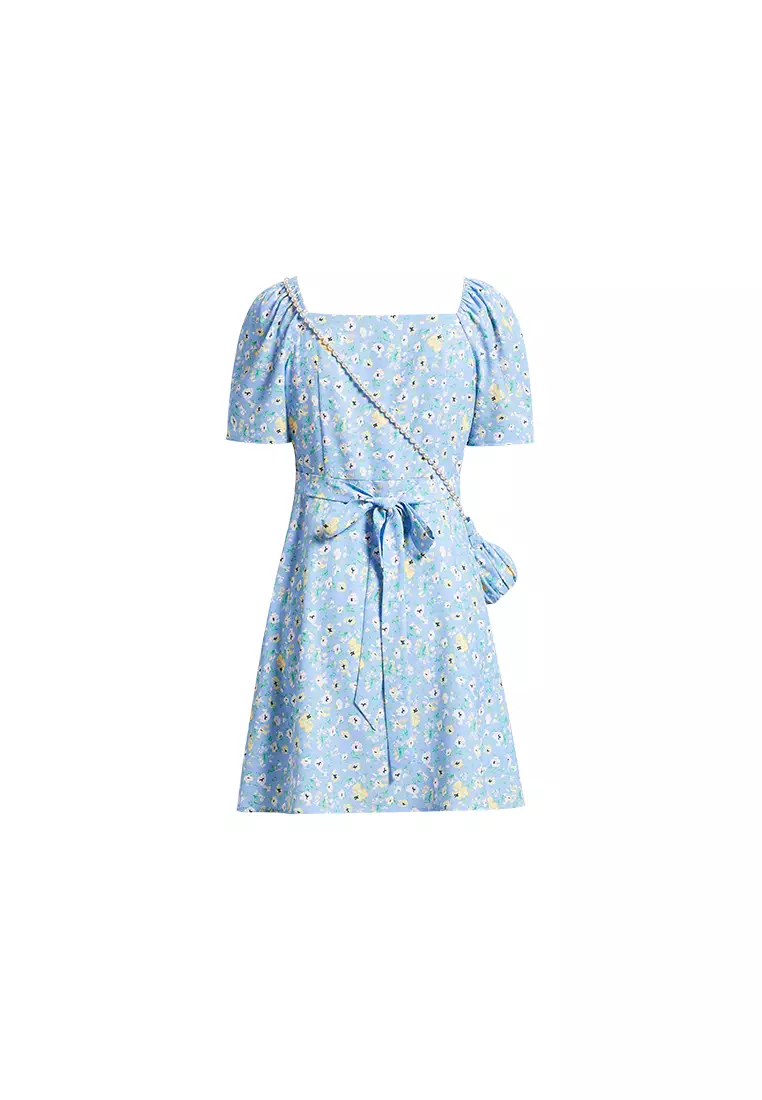 Summer Picnic Short Sleeve Floral Midi Dress