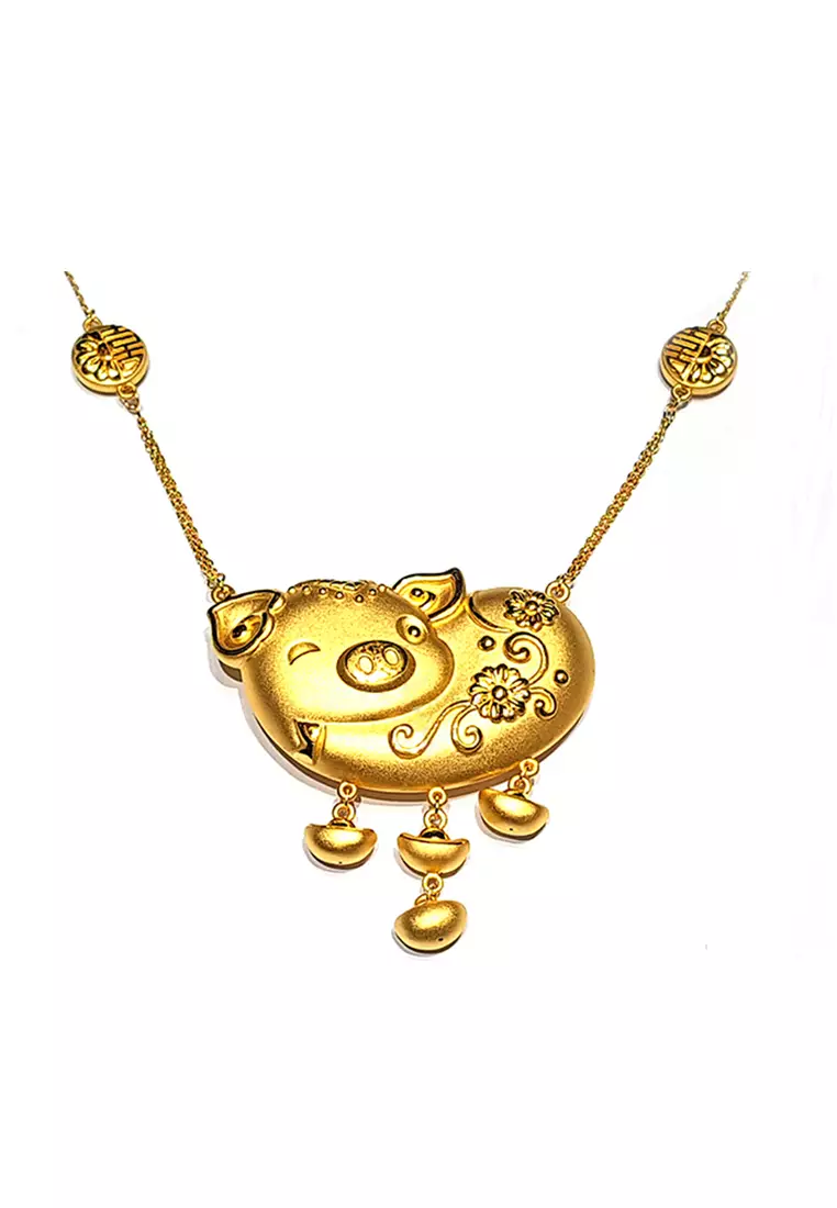 Gold pig necklace hot sale