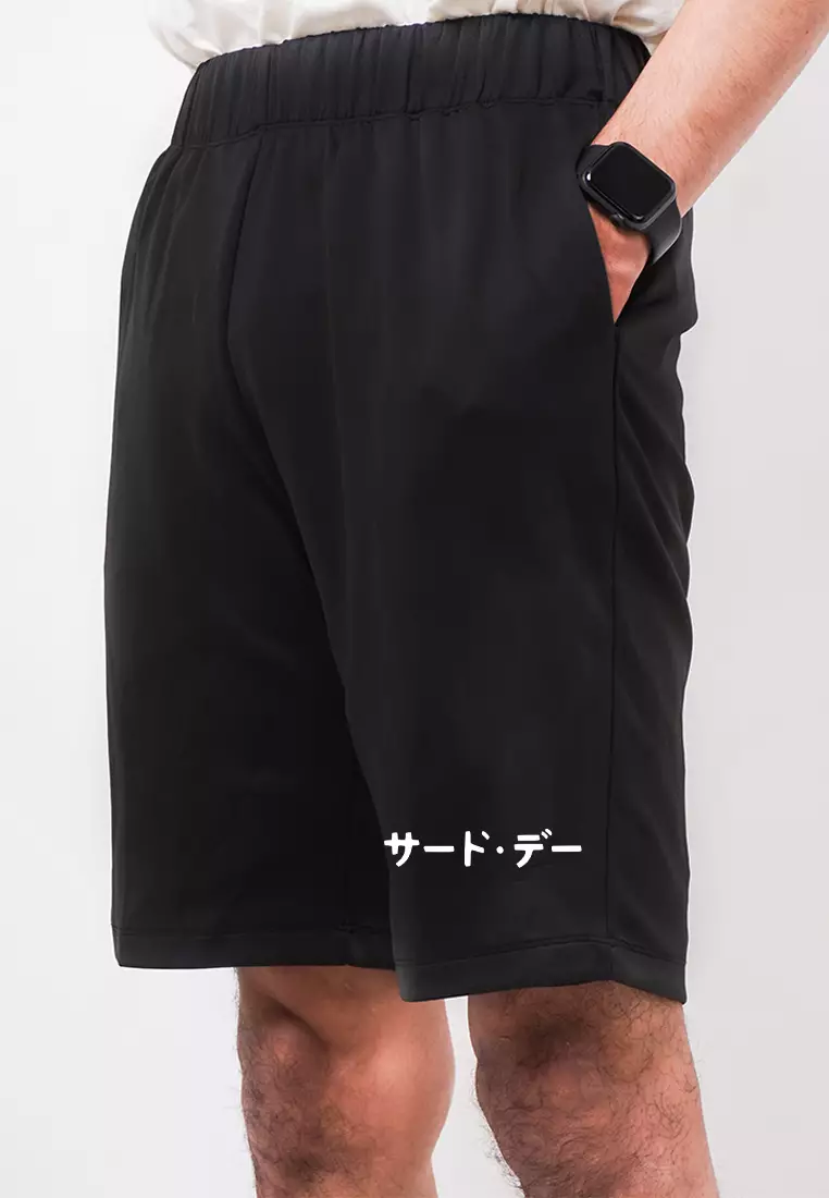 MC017 Celana Pendek Pria Scuba Katakana Black