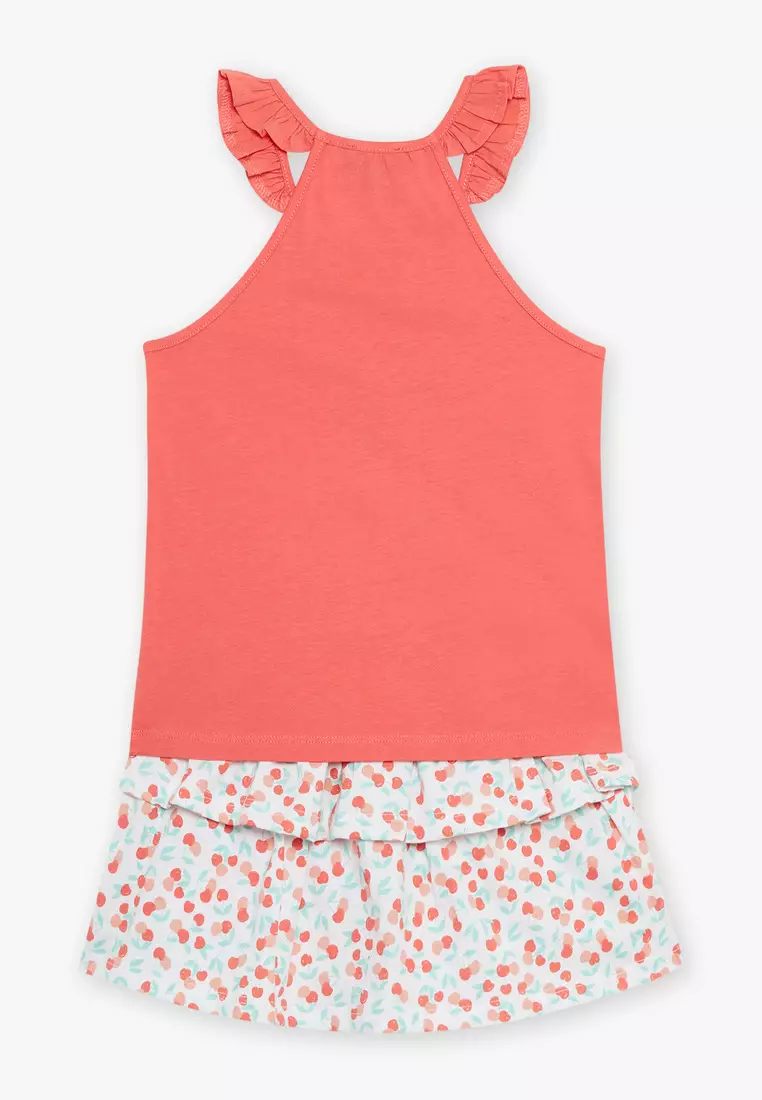 Cherry Pattern Top and Skirt Set