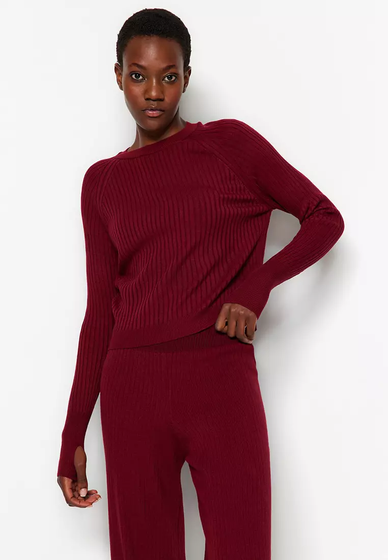 Ribbed Knitted Sweater and Pants Sets