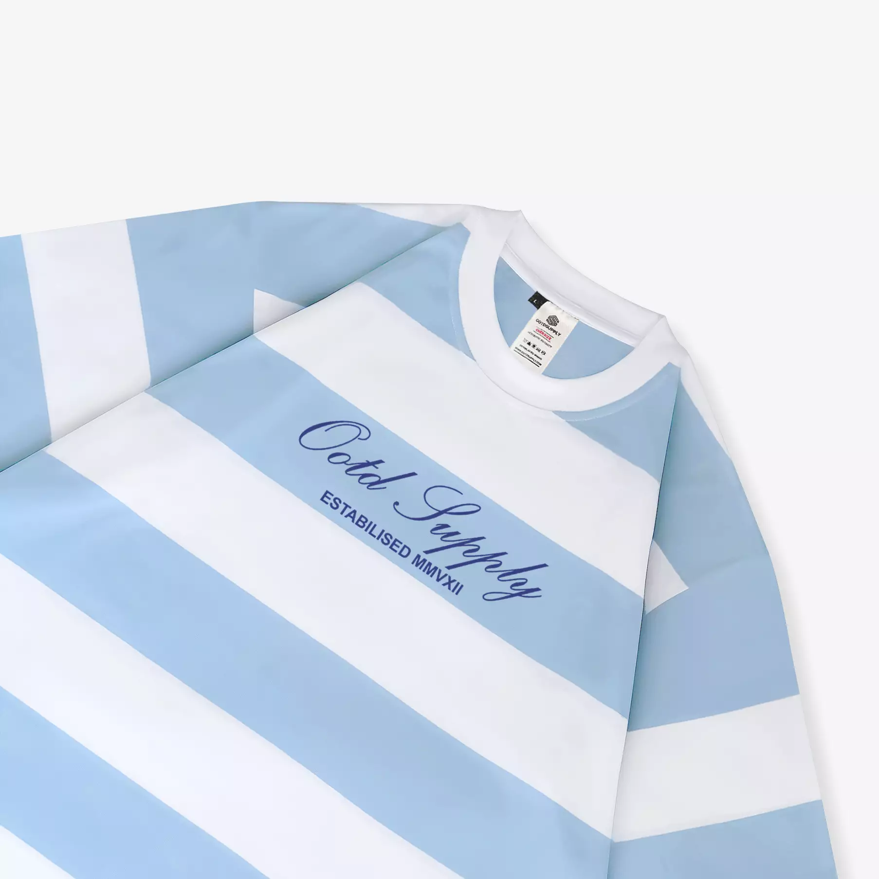 OOTDSUPPLY Oversized Linear Baby Blue & Grey Stripe |  Oversize Pria & Wanita OVZSTP003