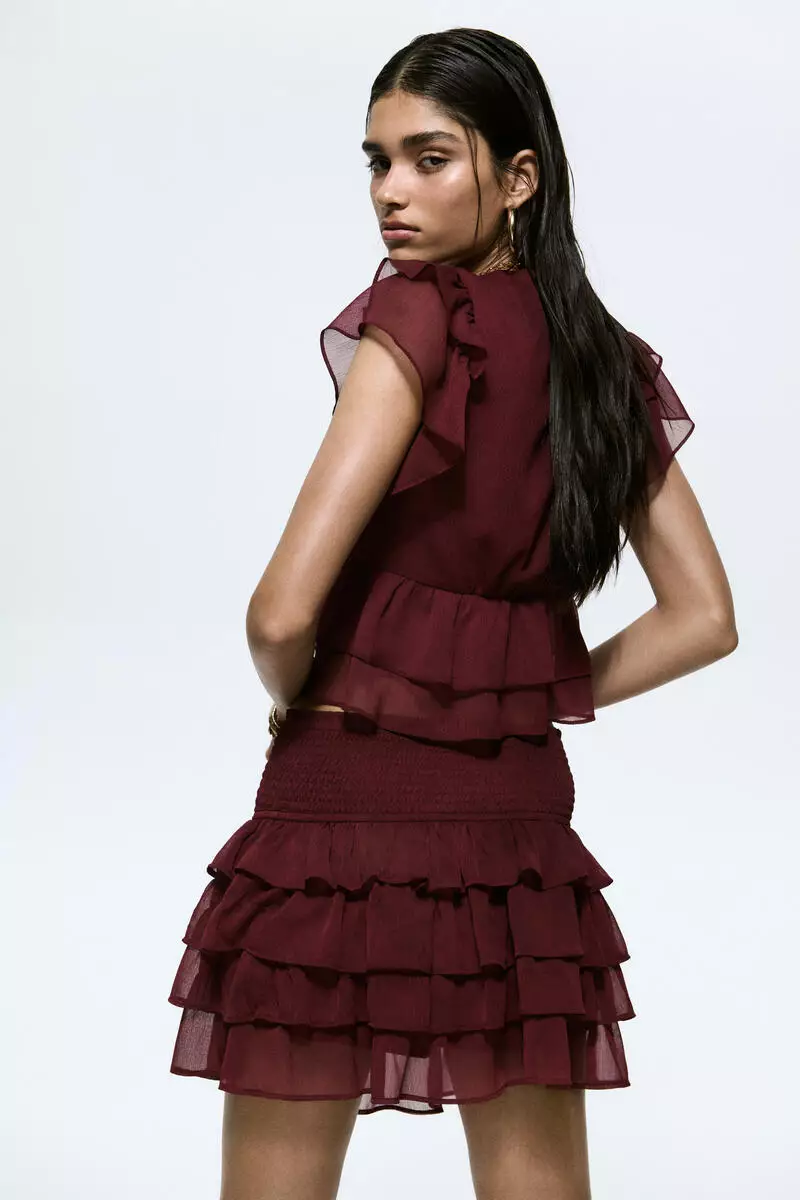 Frill-trimmed chiffon top