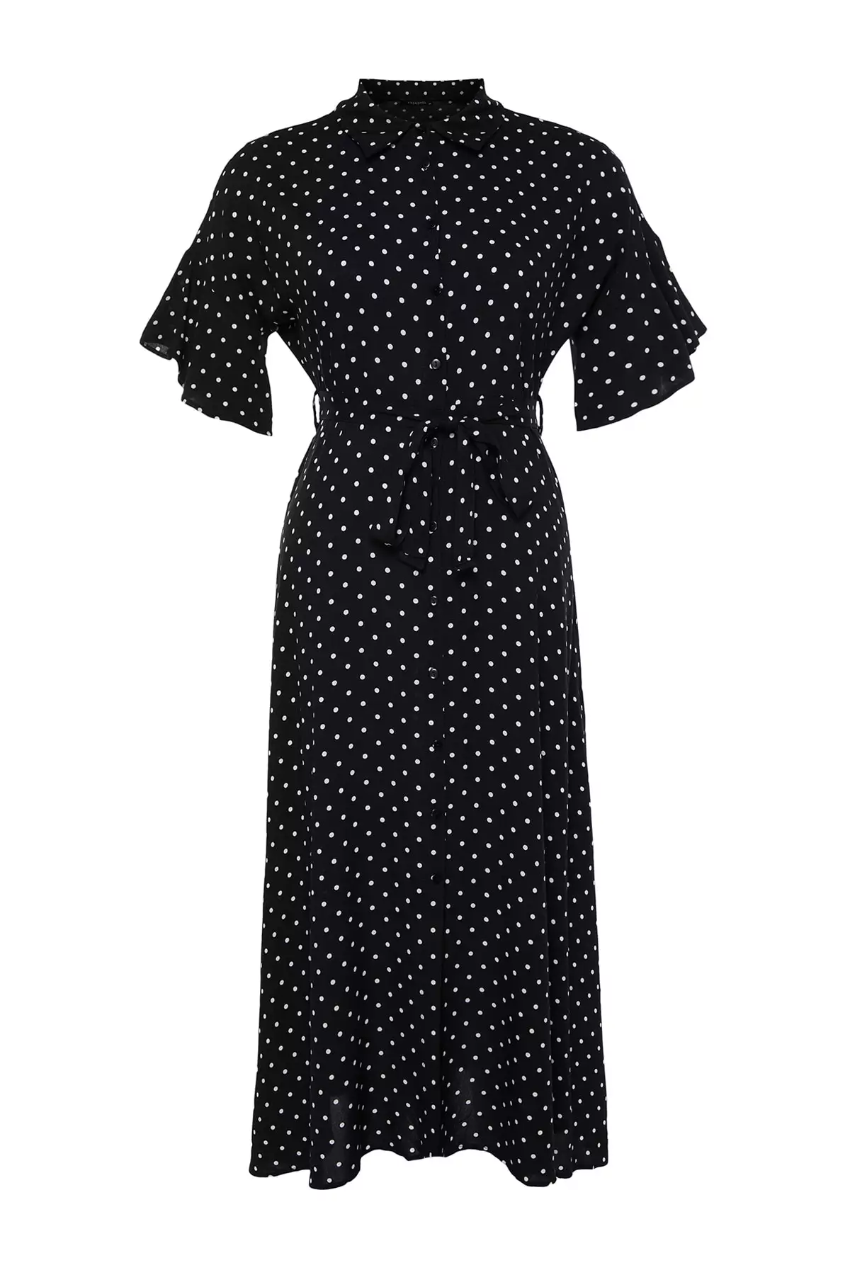 Plus Size Printed Shirt Dress With Belt