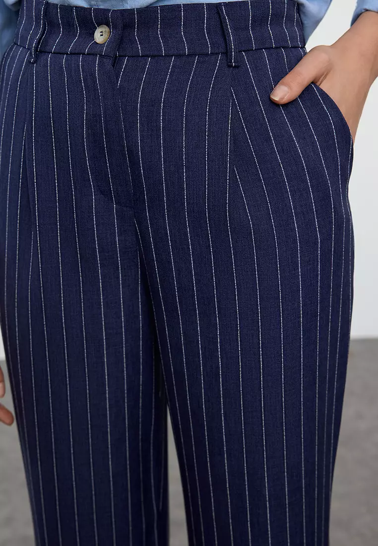 Wide Leg Striped Trousers