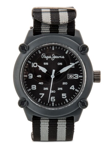 R2351108005 Steve 計時條紋布esprit 尖沙咀料圓錶, 錶類, 飾品配件