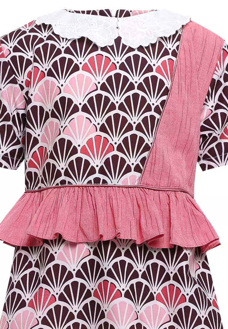 Dress Baju Pesta Batik Anak Perempuan Valena Pink