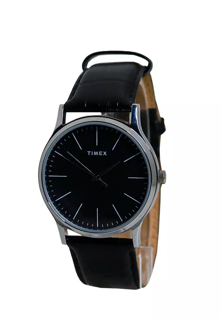 Timex Analog Black Leather Analog Quartz Watch For Men TW00NTD03E CLASSICS