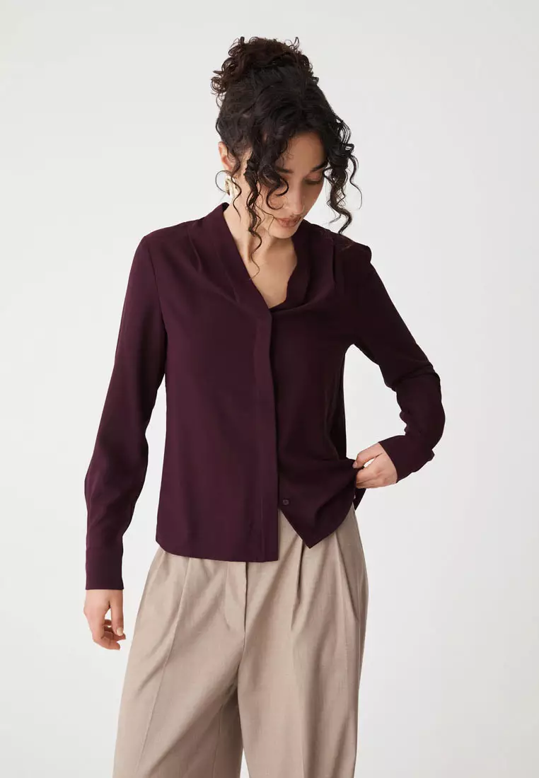 Claudia Pleat Neck Blouse